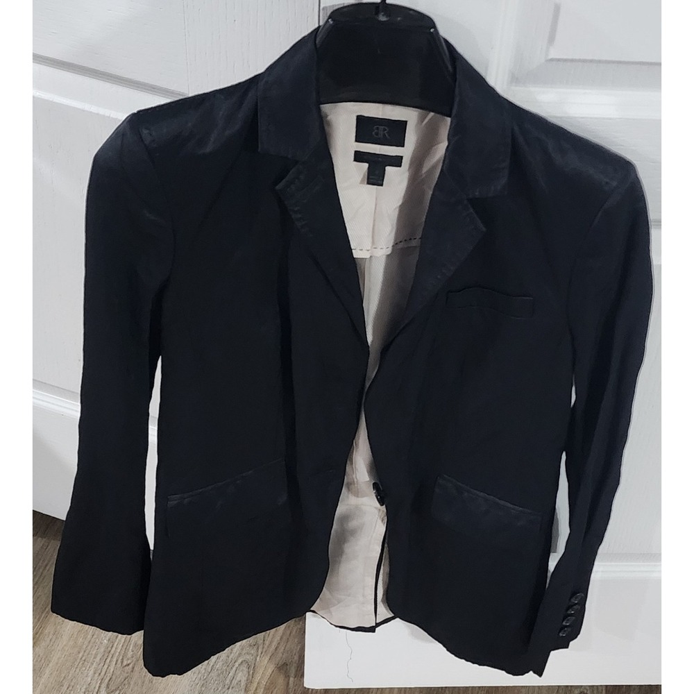 Banana Republic Women's Black Metallic Cotton Blend Boyfriend Blazer Size 2